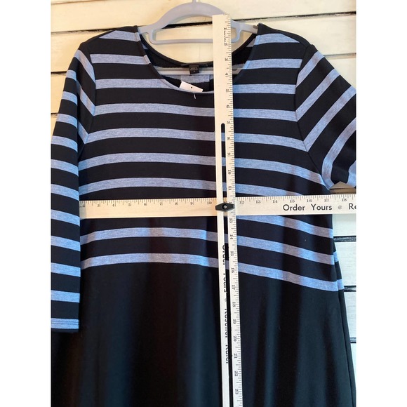 J.Jill Woman’s dress size M black azure stripes long sleeve super soft, knee NWT - Picture 5 of 10